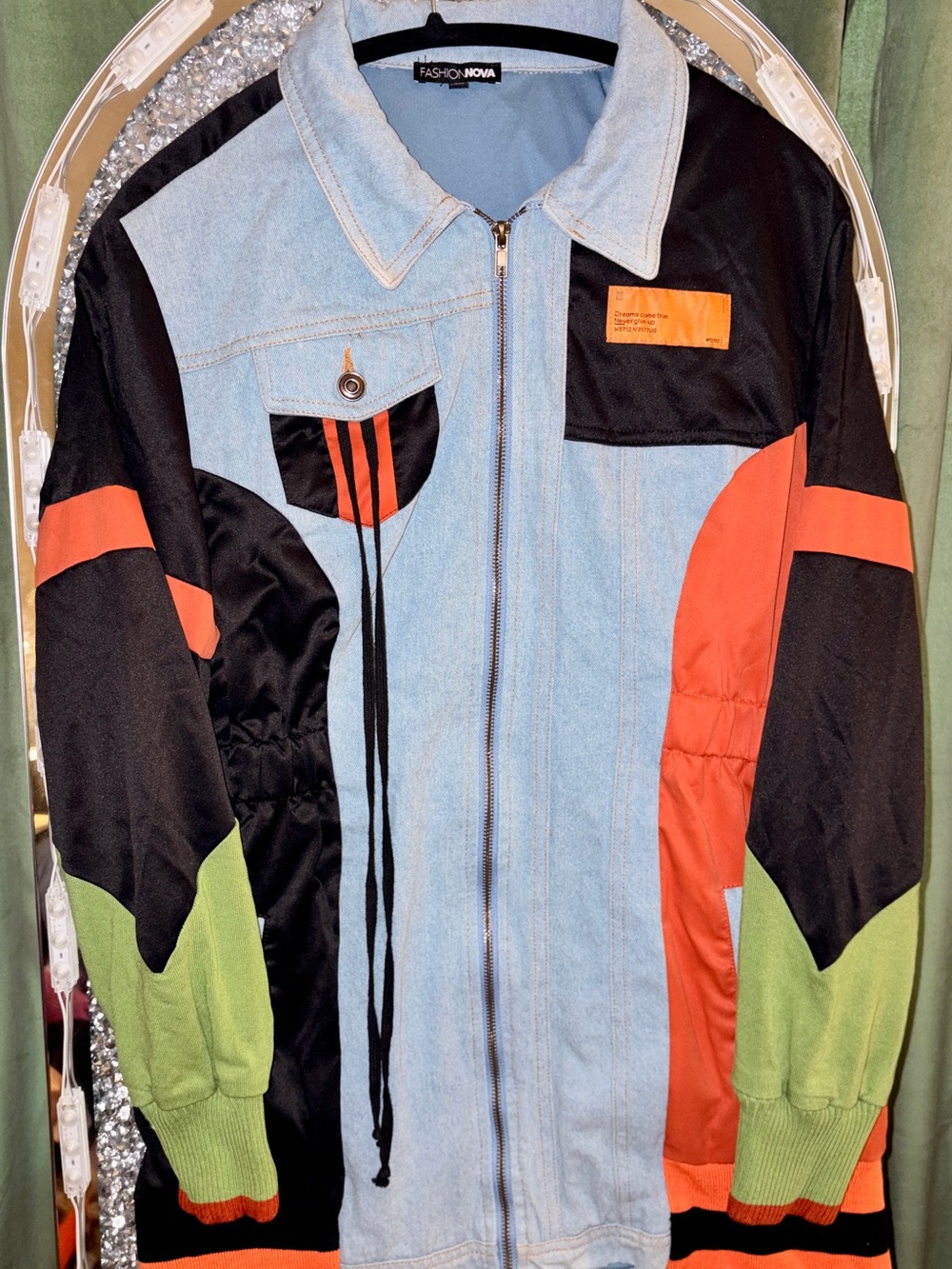 Colorblock Denim Mini Dress - Picture 2 of 5